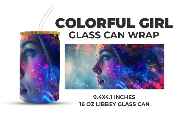 Colorful Girl Glass Can Wrap example image 1