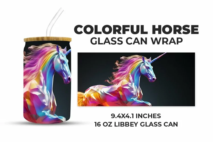 Colorful Horse Glass Can Wrap