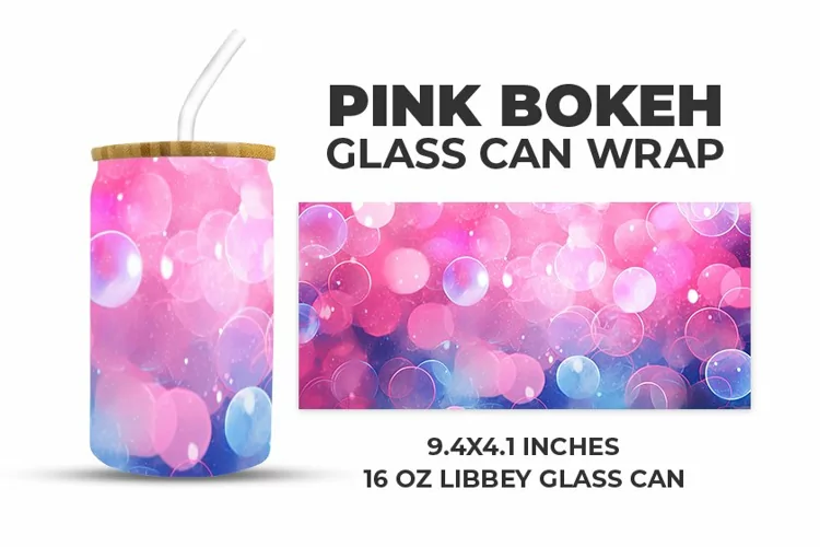 Pink Bokeh Glass Can Wrap