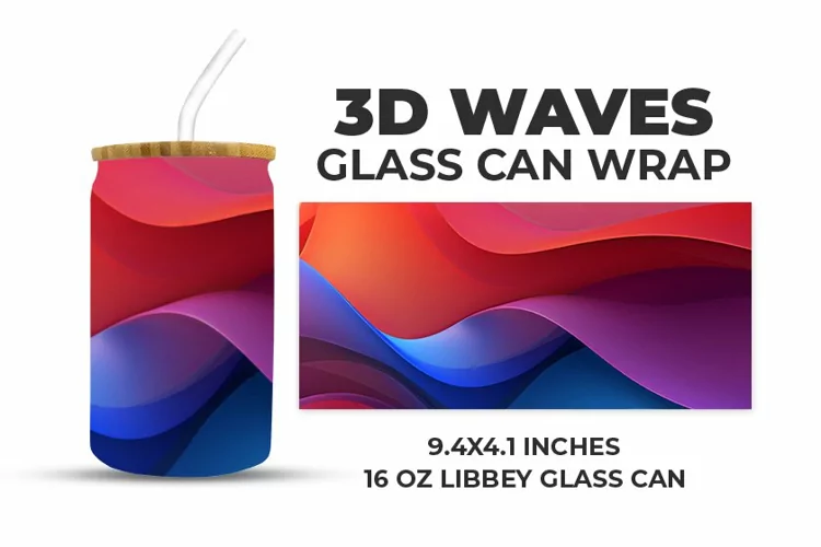3D Waves Glass Can Wrap