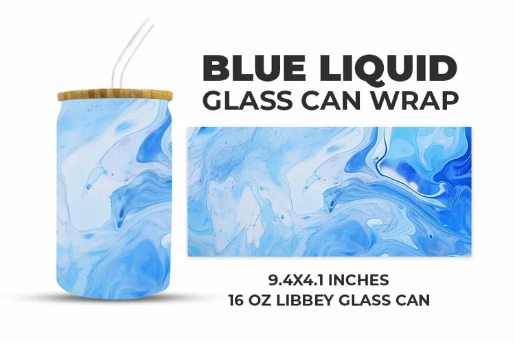 Blue Liquid Glass Can Wrap
