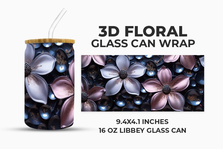 3D Floral Glass Can Wrap example image 1