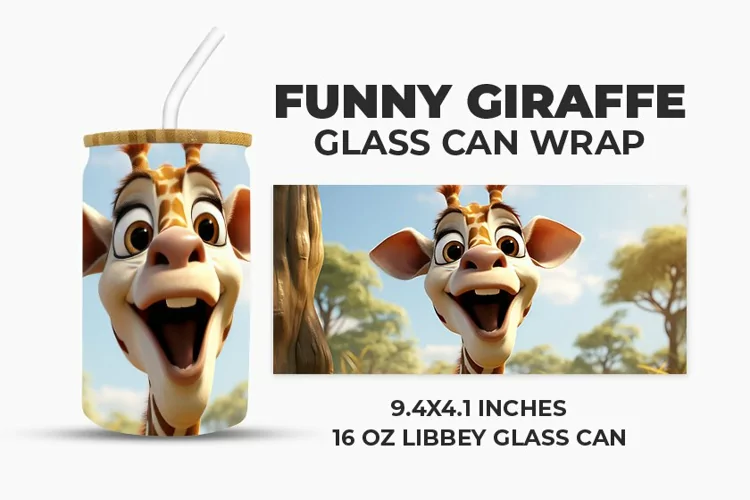 Funny Giraffe Glass Can Wrap