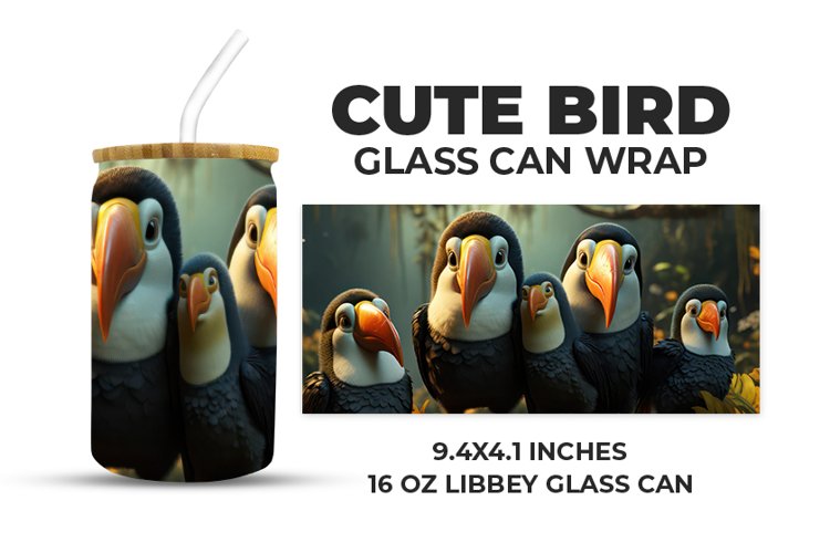 Cute Bird Glass Can Wrap example image 1