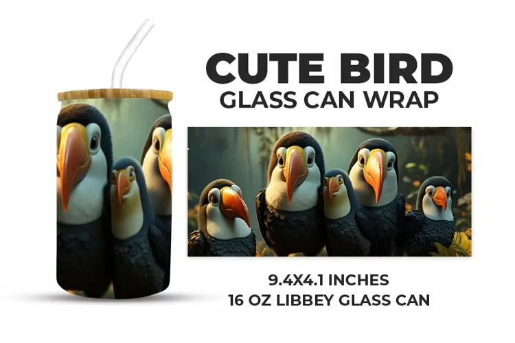 Cute Bird Glass Can Wrap