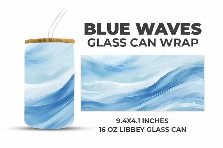 Blue Waves Glass Can Wrap