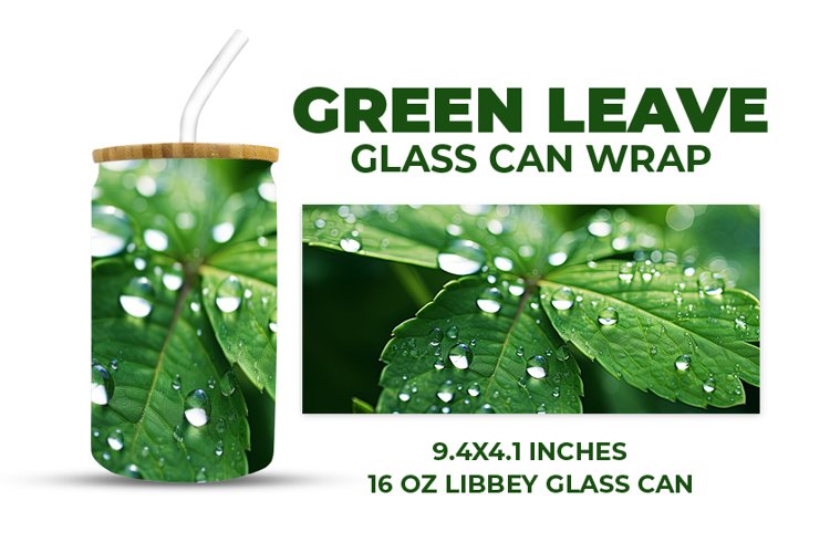 Green Leave Glass Can Wrap example image 1