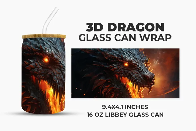 3D Dragon Glass Can Wrap