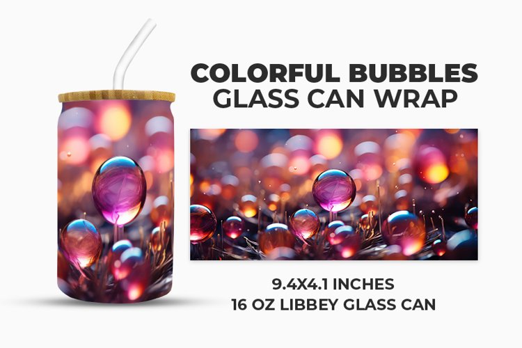 Colorful Bubbles Glass Can Wrap example image 1