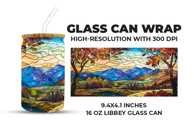 Nature Stained Glass Glass Can Wrap example image 1