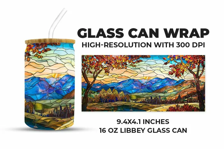 Nature Stained Glass Glass Can Wrap