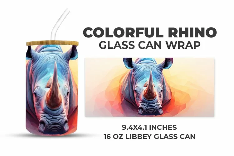 Colorful Rhino Glass Can Wrap