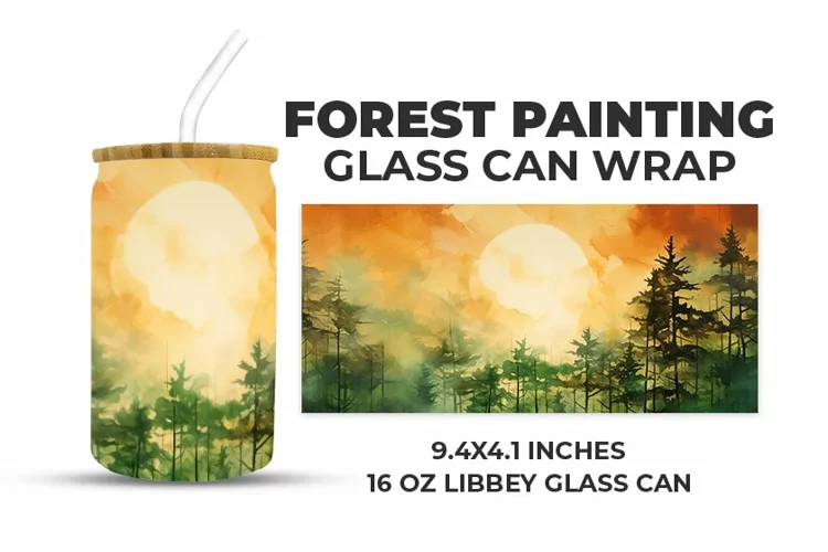 Forest Painting Glass Can Wrap