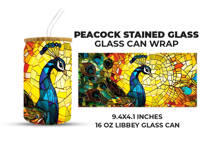 Peacock Stained Glass Glass Can Wrap example image 1