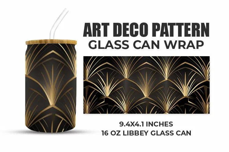 Art Deco Pattern Glass Can Wrap