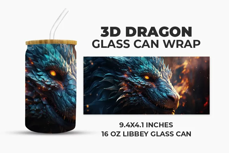 3D Dragon Glass Can Wrap