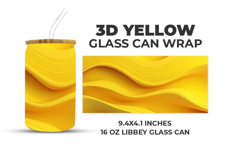 3D Yellow Glass Can Wrap example image 1