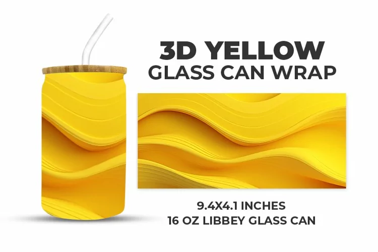 3D Yellow Glass Can Wrap