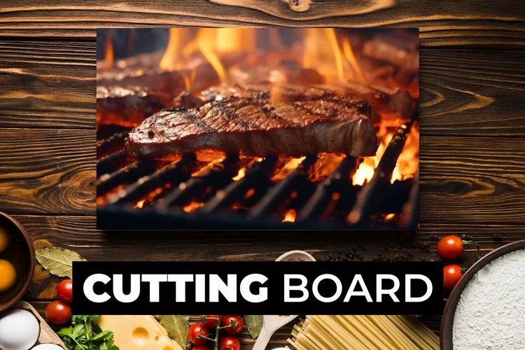 Steak On A Grill Cutting Board sublimation
