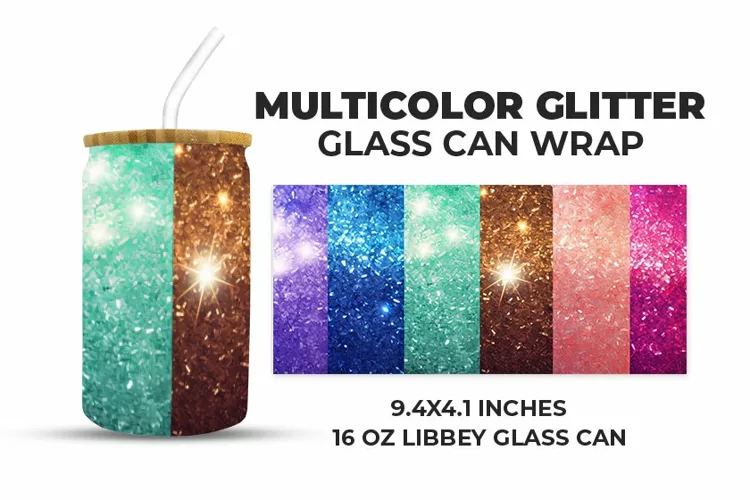 Multicolor Glitter Glass Can Wrap