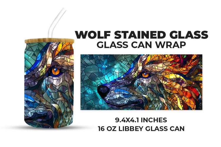 Wolf Stained Glass Glass Can Wrap example image 1