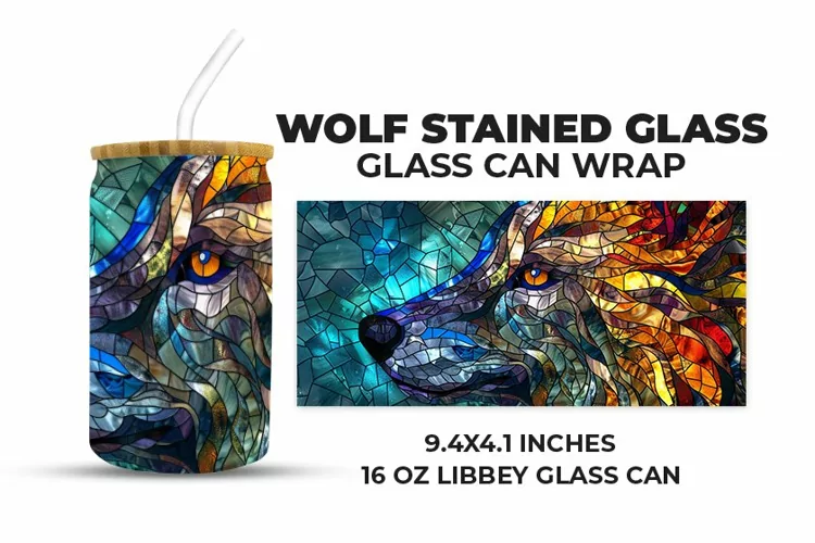 Wolf Stained Glass Glass Can Wrap