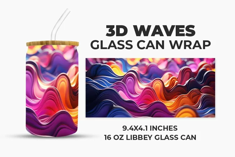 3D Waves Glass Can Wrap