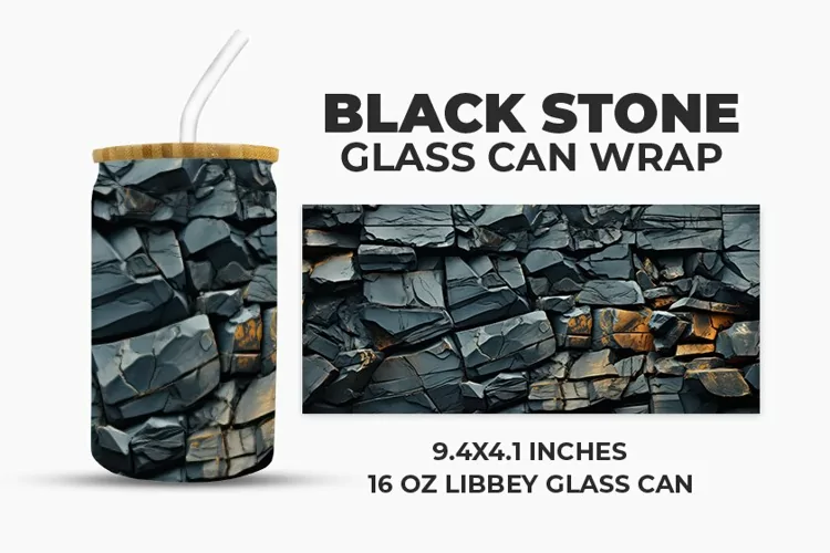 Black Stone Glass Can Wrap