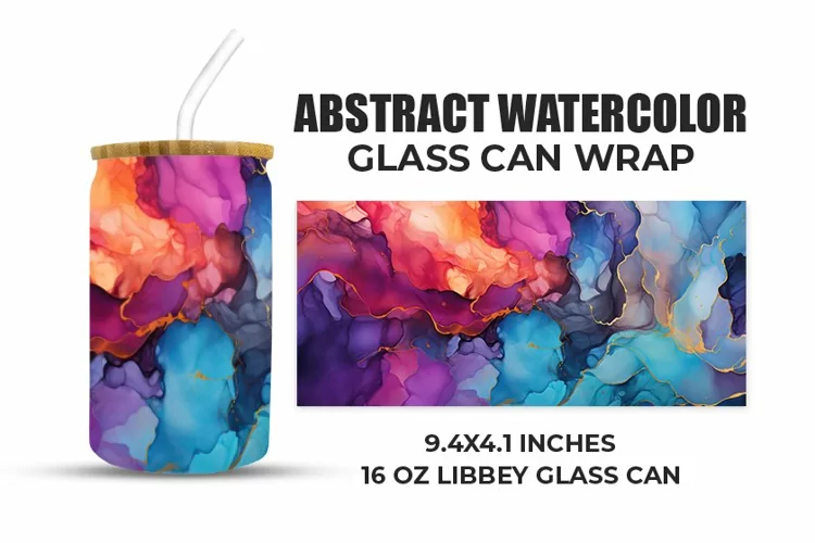 Abstract Watercolor Glass Can Wrap