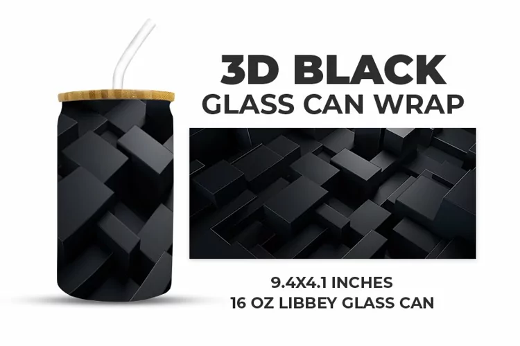 3D Black Glass Can Wrap