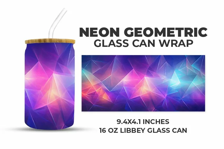 Neon Geometric Glass Can Wrap