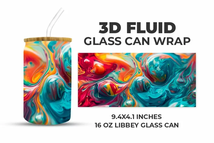 3D Fluid Glass Can Wrap