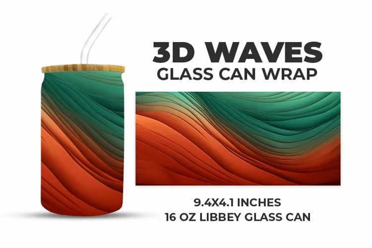 3D Waves Glass Can Wrap