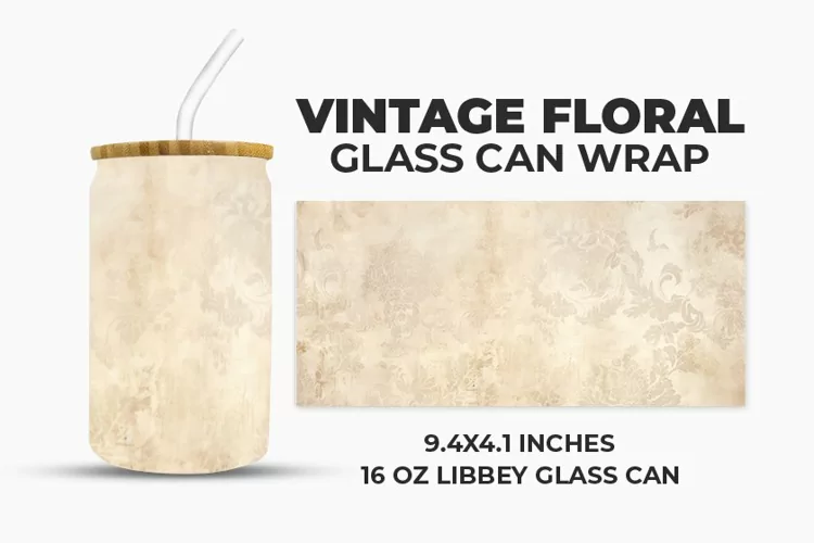 Vintage Floral Glass Can Wrap