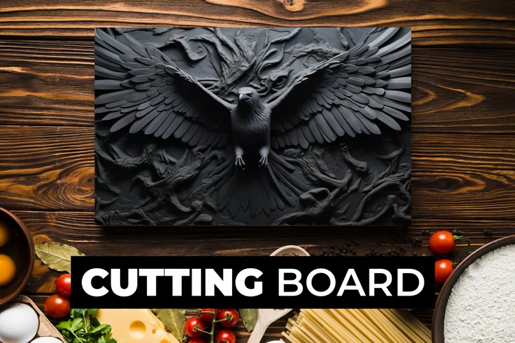3D Black Bird Cutting Board Sublimation