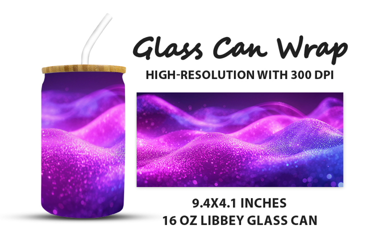 Abstract Purple Glitter Glass Can Wrap example image 1