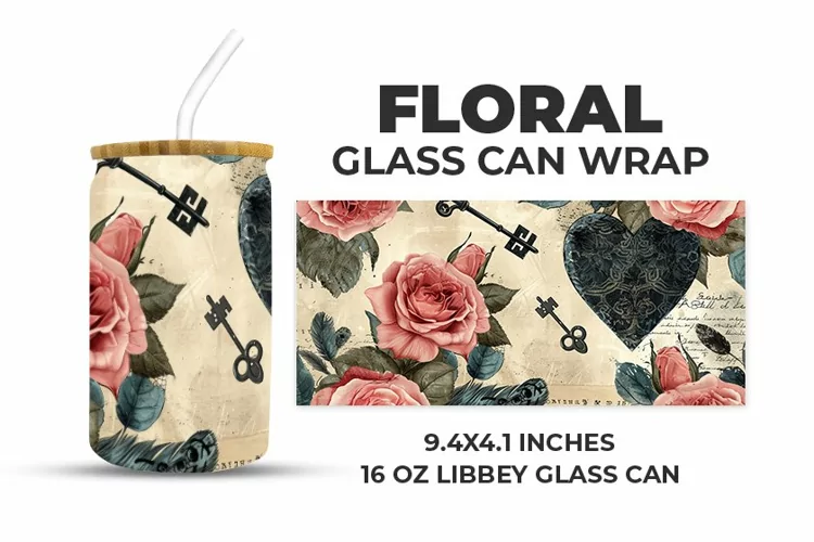 Floral Glass Can Wrap