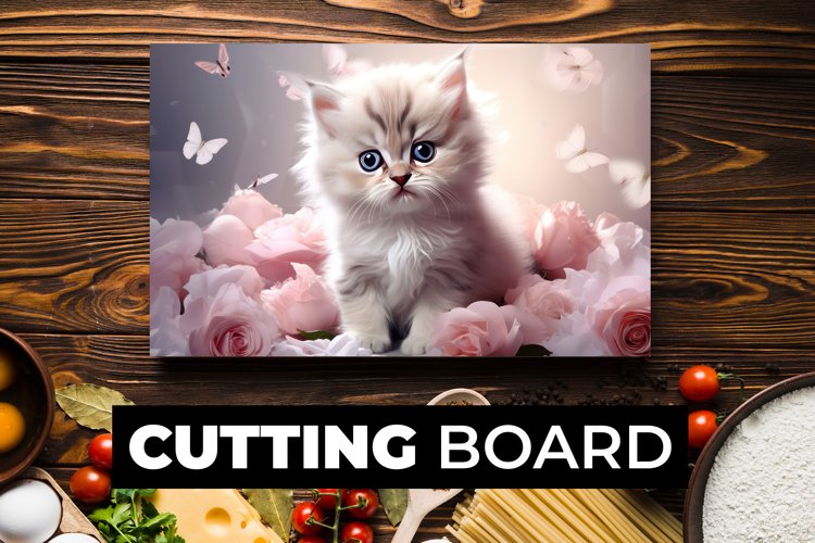 Cute Cat Cutting Board Sublimation example image 1