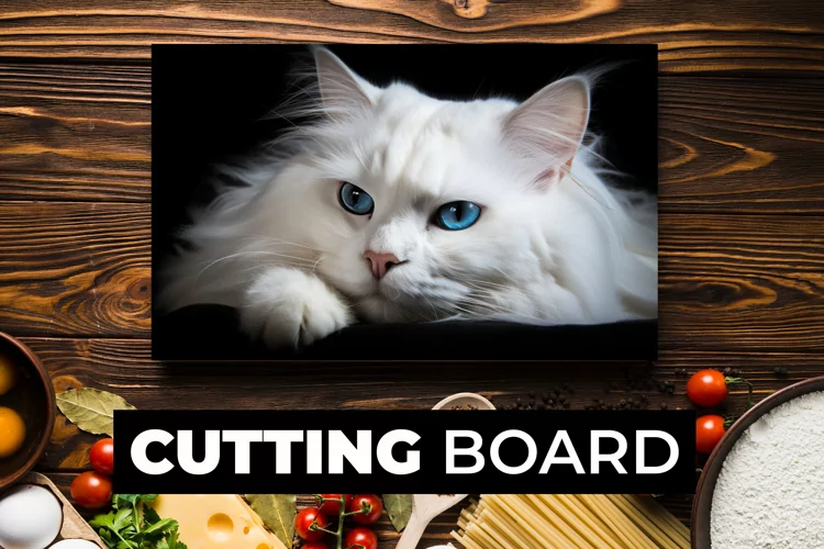 White Cat Cutting Board sublimation