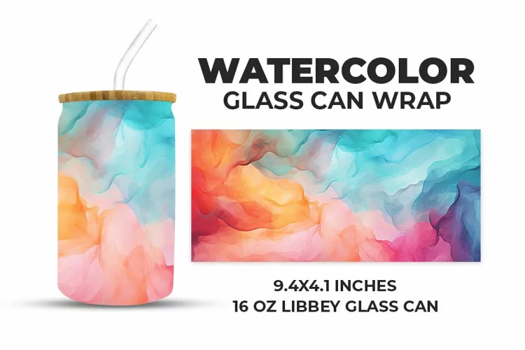Watercolor Glass Can Wrap