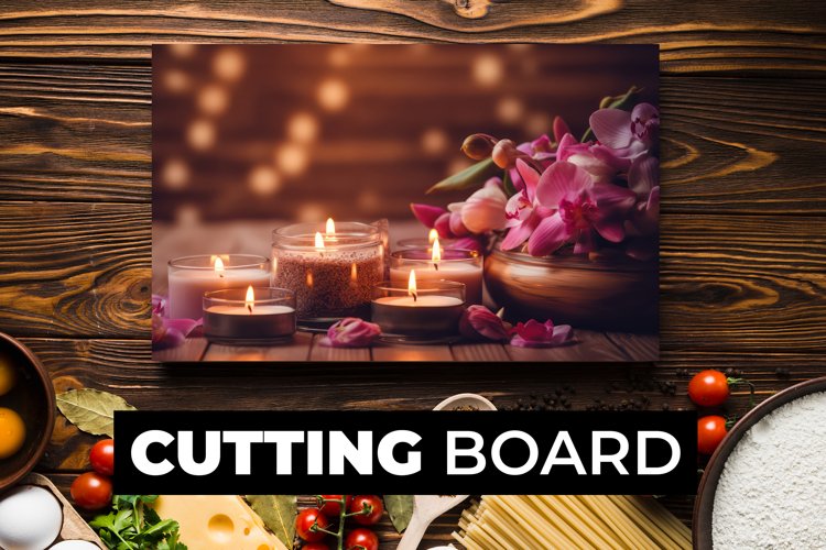 Candles With Flowers Cutting Board sublimation