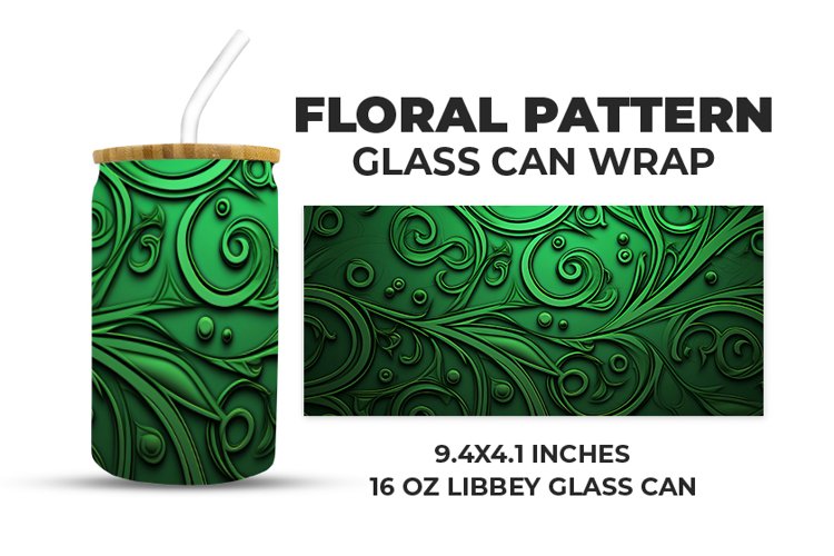 Floral Pattern Glass Can Wrap example image 1