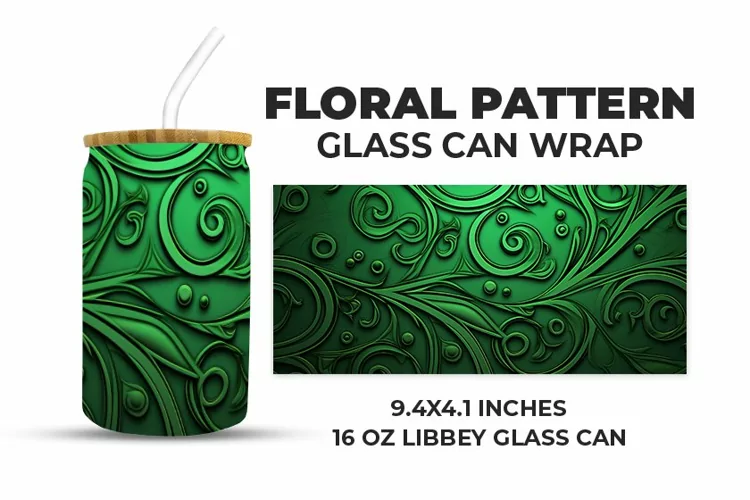 Floral Pattern Glass Can Wrap