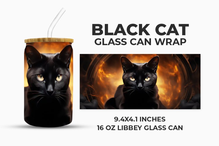 Black Cat Glass Can Wrap