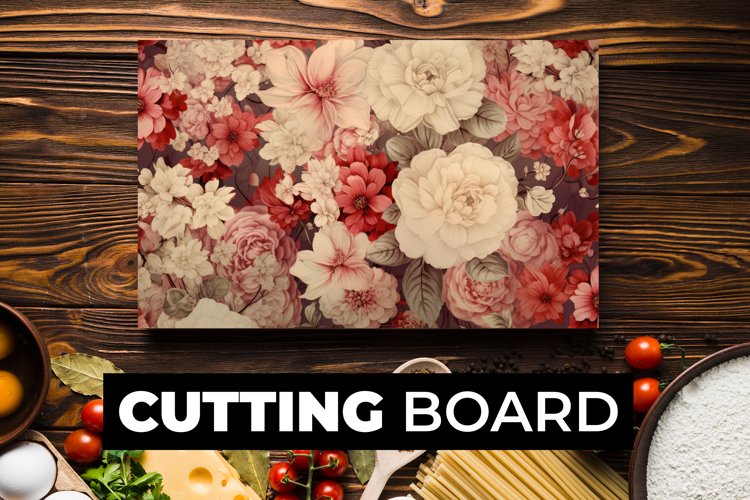 Vintage Flowers Cutting Board sublimation example image 1