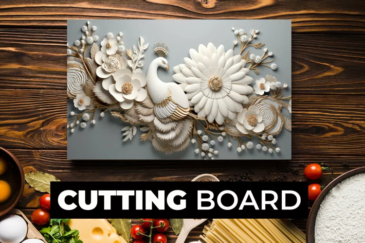 White Peacock Cutting Board Sublimation