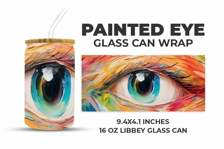 Painted Eye Glass Can Wrap