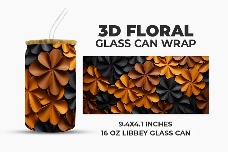 3D Floral Glass Can Wrap