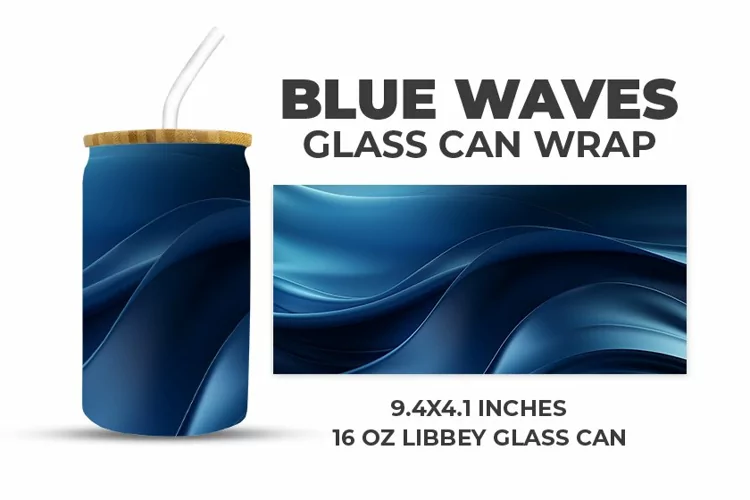 Blue Waves Glass Can Wrap