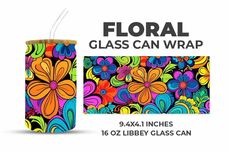 Floral Glass Can Wrap